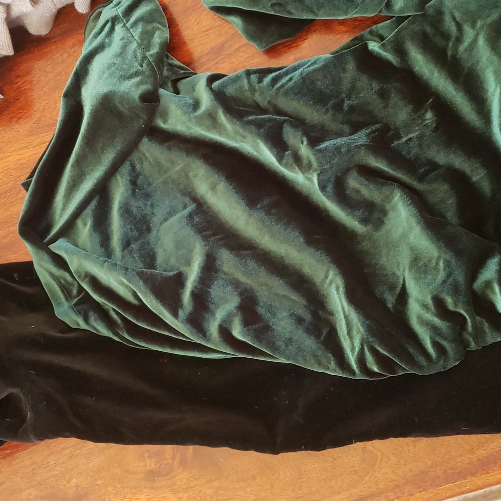 Emerald Green Velvet Ruched Tulip Wrap Dress Long Sleeve S - Picture 14 of 14